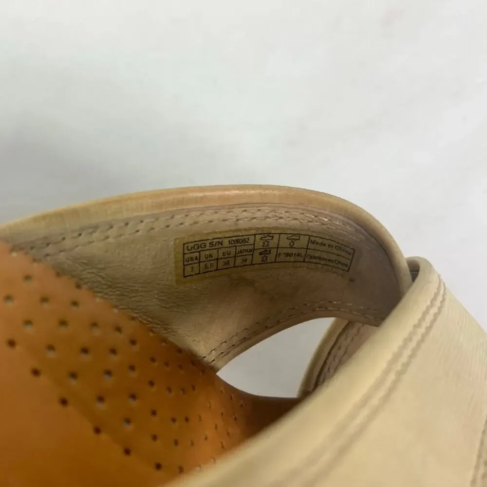 UGG Sandals Womens 7 Gwyn Espadrille Wedge Leather Open Toe Slides